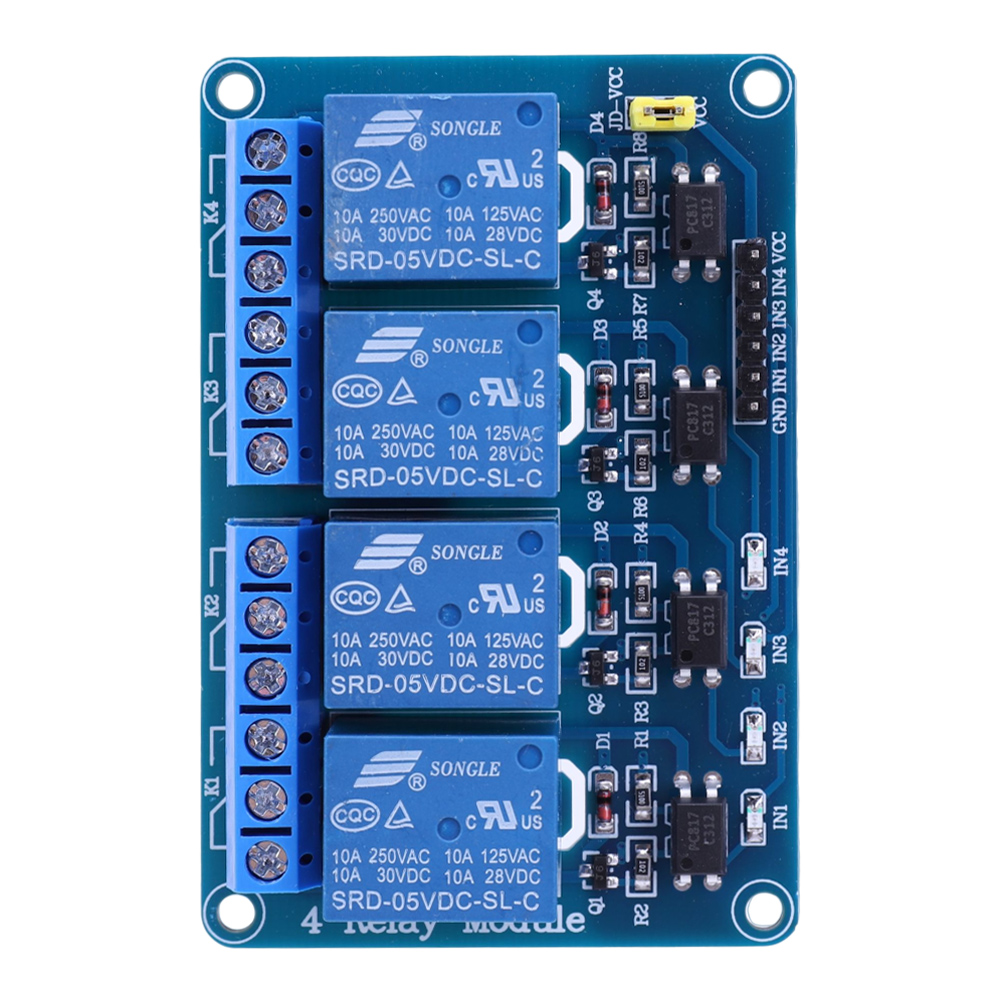 Relay Module 4 Channel - 5V 12V 4-Kanal-Relaisplatine mit Optokoppler, Relais-Erweiterungsplatine,