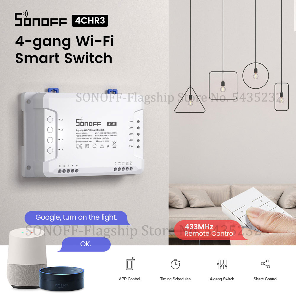 Itead SONOFF 4CH R3 Wifi Draht – Relay Module 4 Channel Bewertung und Preis