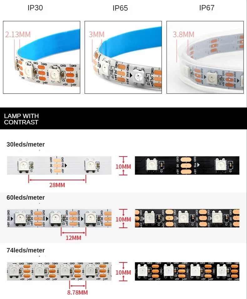 Heißer Verkauf dc5v ws2812b rg – Ws2812B Strip 5V Bewertung und Preis
